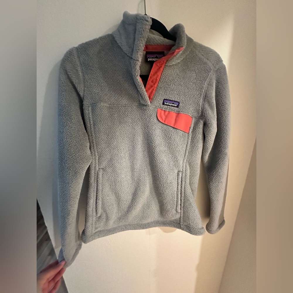 Patagonia Fleece Jacket in Gray and Coral